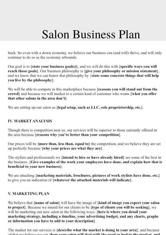 Salon Business Plan Hair Salon Business Plan Barbershop - Etsy Ireland Salon Business Plan Hair Salon Business Plan Barbershop - Etsy Ireland
