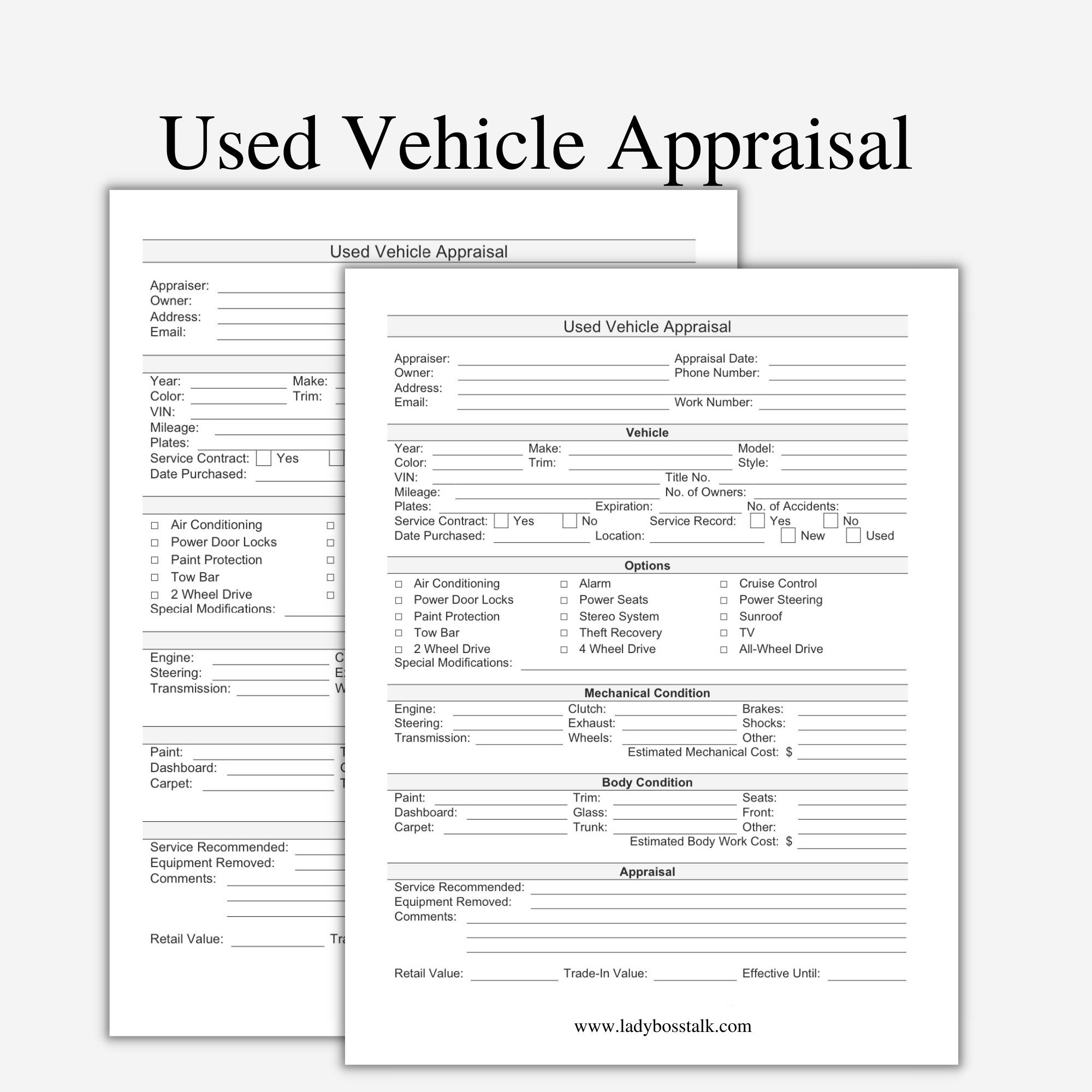 Used Vehicle Appraisal Vehicle Appraisal Car Appraisal Etsy Finland