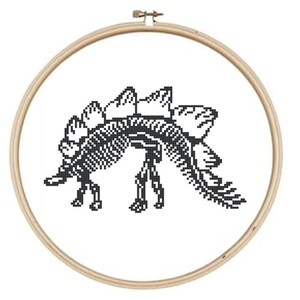 Stegosaurus skeleton cross stitch pattern