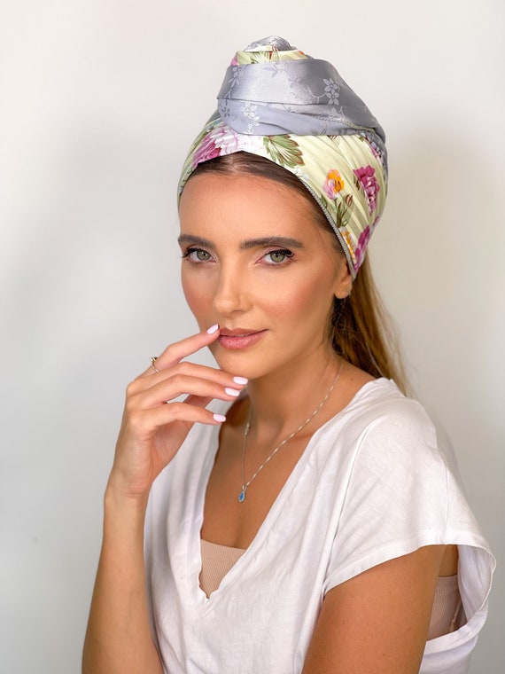 Elegant Green Headwrap with Floral Detail Greenery Headband - Maria Atelier main image 4