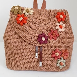 Blumen Braun Rucksack Tasche