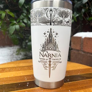 The Chronicle’s of Narnia Tumbler, Mug, Insulated Cup, Coffee Cup. Further up and further in! Narnia Collage Art