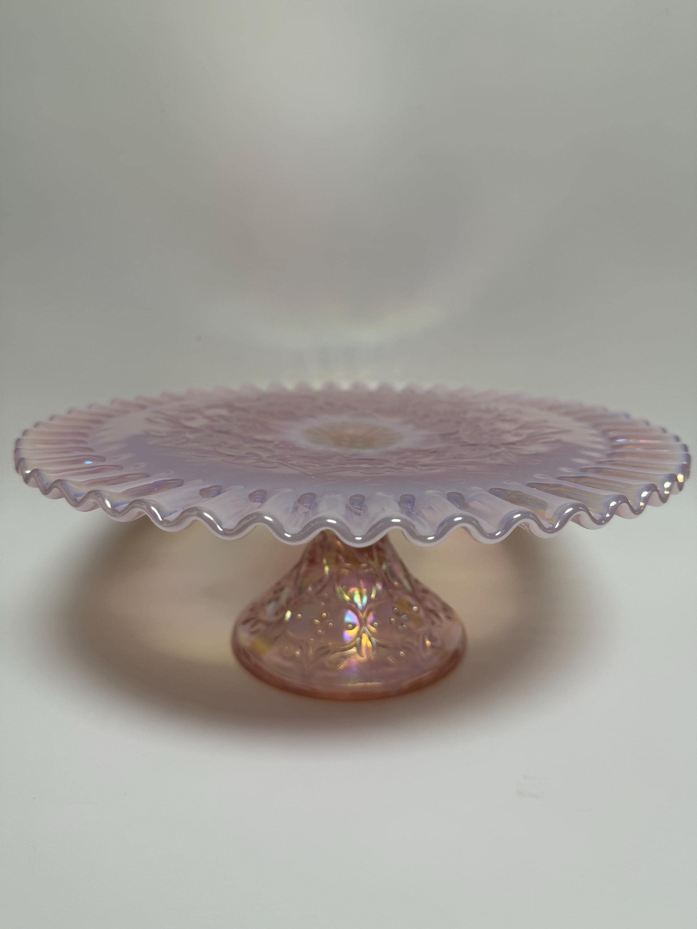 Fenton Pink Opalescent Cake Stand
