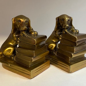 Dachshund Dogs Brass Bookends