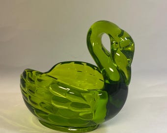 Vintage Westmoreland Red Carnival Glass Swan Nesting Dish and Lid