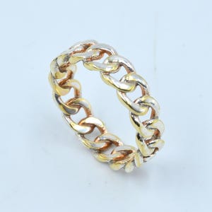 Cuban Link Chain Ring, Solid Silver Chain Ring, 18K Gold Plated Chain Ring, Curb Chain Ring, Chunky Chain Ring, Gift For Her, Gift For Him
