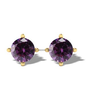 Purple Amethyst Quartz Studs, Natural Amethyst Studs, Earrings for Women, Handmade Gemstone Jewelry, Beautiful Tiny Studs Earrings for Her