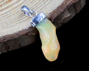Beautiful Ethiopian Opal Charm Pendant, Natural Ethiopian Opal Charm, 925 Sterling Silver Charm Pendant Necklace For Women & Man Best Gift