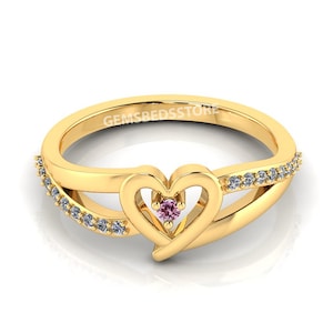 Anello in quarzo rosa, anello in argento con zircone cubico, anello da donna, gioielli con diamanti, anello in pietra rosa, anello in zircone cubico, anello in argento 925