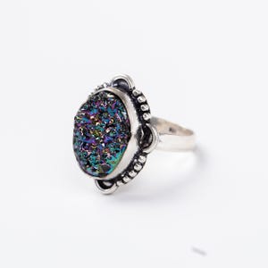 Natural Sun Pyrite Ring, Silver Oxidize Christmas Gift Handmade Dainty Ring, Gift for Her, Bohemian Pyrite Ring, Pyrite Stone Ring