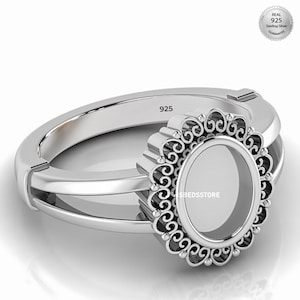 Boho Design Ring Collet, Roséguldring, Designerhandgjord 925 Sterling Silver Collet Ring, Ädelstenssmycken, Välj din födelsesten