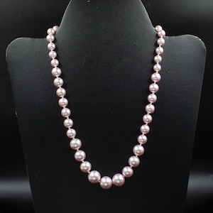 Collier naturel rare de 10 mm rose pêche d&#39;eau douce, collier de perles, collier de perles rondes de coquillages dorés AAA, bijoux en perles