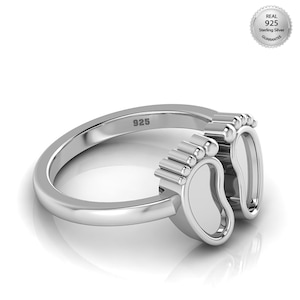 925 Sterling Silver Baby Feet Ring | New Mom Gift Jewelry | Gold Plated Footprint Ring | Personalized Infant Memorial Band