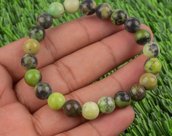 Natural Chrysoprase Bracelet, Green Gemstone Bracelet, Handmade Gemstone Jewelry, Healing Stone Beads Adjustable Bracelet For Women & Man