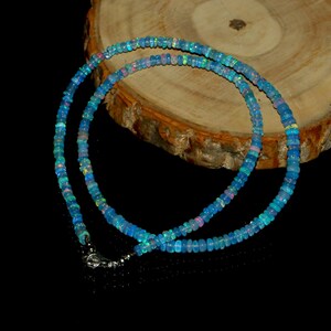 Natural Ethiopian blue Opal Bead Necklace Fire opal rondelle beads Necklace Natural Opal beaded necklace opal smooth bead strand Purple opal