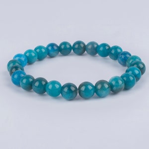 Smooth Apatite Beads 8mm Round Bracelet Natural Neon Apatite Beads Stone Handmade Bracelet Birthstone Jewelry Healing Gemstone