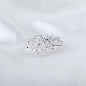 Natural Cubic Zircon Ring, Elegant Silver Zircon Stone Ring, Flashy Silver Ring, Zircon Crystal Ring, Engagement Ring, Women Gift For Women