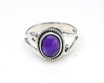 Blue Amethsyt Ring Birthstone Ring Blue Stone Ring Healing Crystal Ring For Women & Man Birthday Gift For Daughter Natural Blue Amethyst