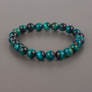 Natürliches Tigerauge Armband Skinny Perlen Armband Geschenk für sie Zarte Stretch Armband für Frauen Heilendes Crytsal Blau Edelstein Armband