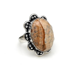 Natural Jasper Ring, Oxidize Silver Ring, Healing Stone Ring, Statement Ring, Women Proposal Ring, Wedding Gift Ring, Gift For Her
