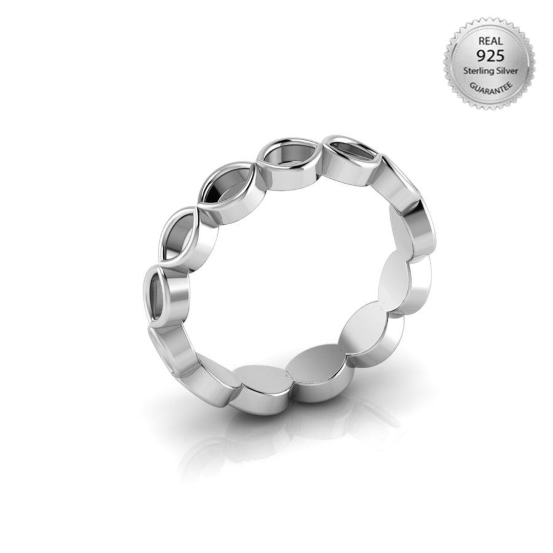 925 Sterling Silver Eternity Collet Ring Gemstone Setting Band DIY ...