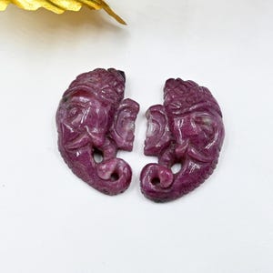 Estatua de piedra de rubí rosa GANESHA, dios hindú del éxito, ídolo rosa de Ganesh, figura de meditación, escultura de dios elefante, ídolo con cara de Lord Ganapati