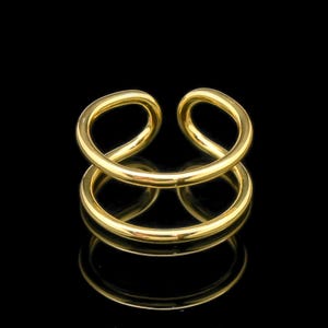 Plain Double Band Ring, Adjustable Silver Ring, 925 Sterling Silver Ring, Adjustable Gold Silver Ring, Handmade Silver Ring, Valentine Gift