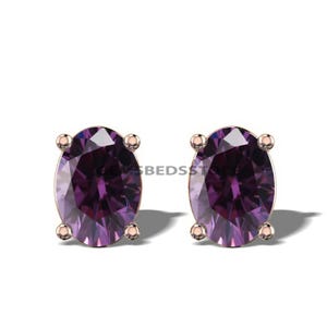 Purple Amethyst 5x7 mm Earrings, 925 Sterling Silver Studs, Earrings for Women, Handmade Gemstone Jewelry, Valentine Day Gift, Amethyst Stud