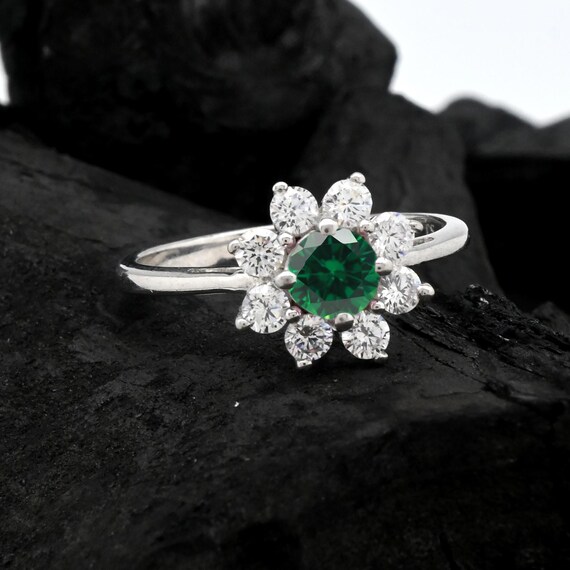 Bague quartz émeraude, belle bague, bague en argent faite main