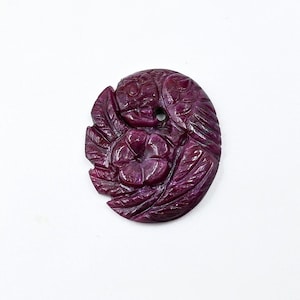 Ruby Flower Carving Natural Ruby Gemstone Handmade Carving Stone Perrot Carvings Beautiful Pink Stone Parrot Carved Gemstone Healing Stone