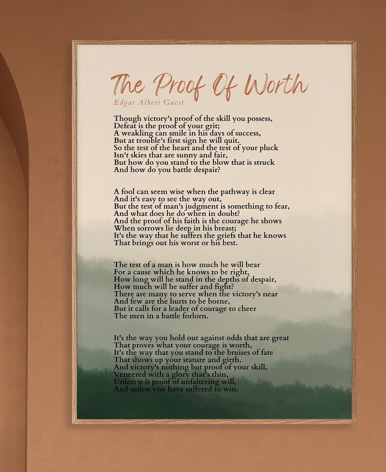 The Proof of Worth MOTIVATIONAL Poem Edgar Albert Guest - Etsy Ireland