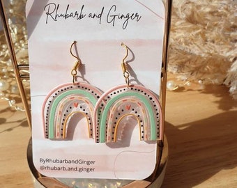 Rhubarb and Ginger Boho Rainbows | Acrylic Charm Statement Earrings, Hypoallergenic and nickel free, Gifts for her, Summer Collection