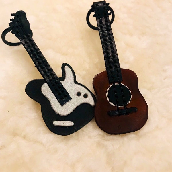 Leather Guitar Keyring FREE Personalisation