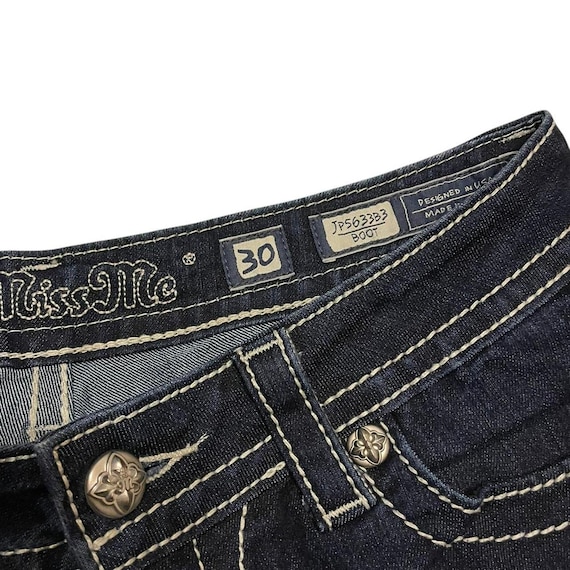 Vintage Y2K Rave Skater Punk Miss Me Bootcut Jeans Studded Crosses