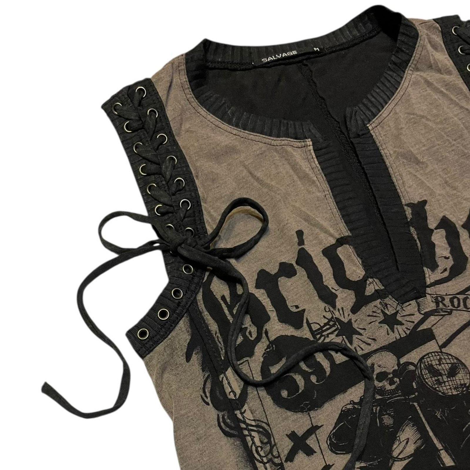 Deadstock Vintage Y2K Salvage Grunge Punk Goth Lace-up Tank Dress