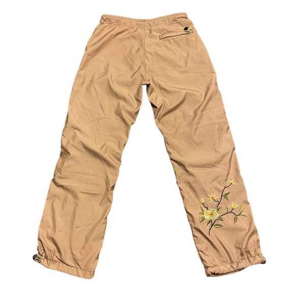 Vintage Y2K Gap Parachute Pants With Floral Embroidery on Leg Size