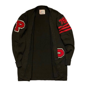 VTG 70s Whiting Los Angeles 100% virgin wool collegiate letterman JV varsity knit cardigan