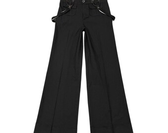 VTG Y2K euro goth punk Cop Copine black pinstriped trousers with suspenders