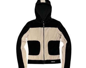 Vintage y2k dollhouse futuristic gorpcore velour zip-up hoodie