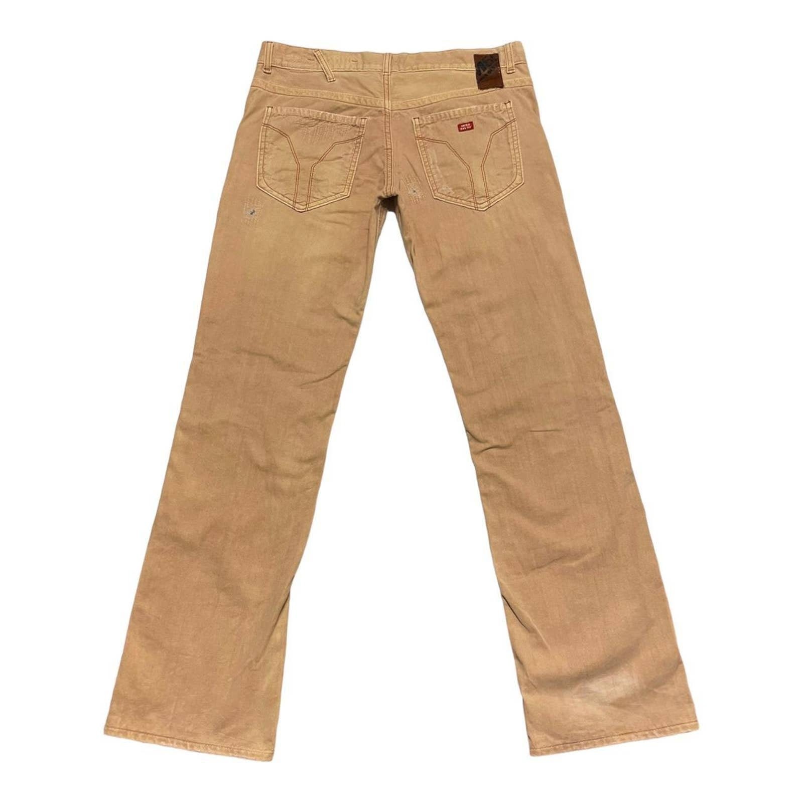 Y2K miss sixty ベージュ カーゴパンツ ドロスト ミスシックスティ Miss Sixty Big Ty Distressed Y2K Grunge Streetwear Faded Tan Jeans