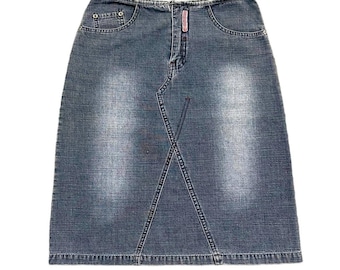 Vintage y2k 2000s STR. skater grunge denim midi skirt Size M