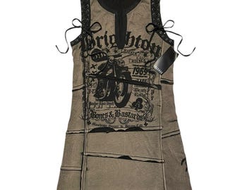 Deadstock Vintage Y2K Salvage grunge punk goth lace-up tank dress Size M