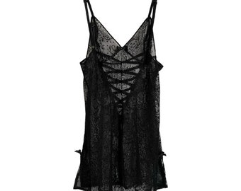 Victoria's Secret sheer black lace babydoll mini dress Size S/P