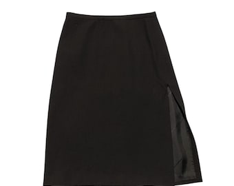 Vintage 90s Dolce & Gabbana black 100% wool midi skirt with slit