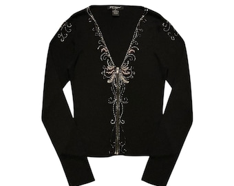 Vintage 90s Betsey Johnson New York 100% silk full-zip cardigan Size M