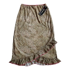 Y2K NWT leopard print knee length slip skirt
