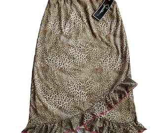 Y2K NWT leopard print knee length slip skirt