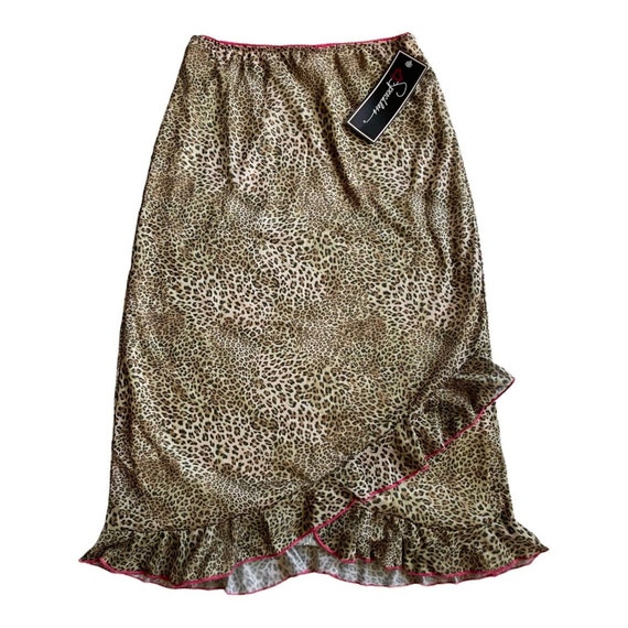 Y2K NWT leopard print knee length slip skirt - image 1