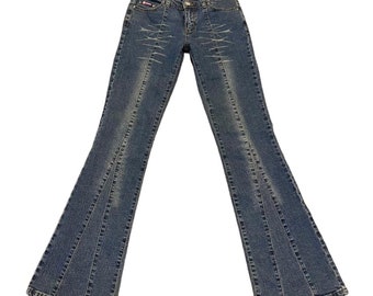 Vintage Y2K 2000s boho egirl skater Bubblegum low-rise flare jeans Size 3/4