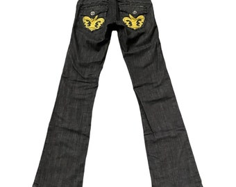 Vintage Y2K streetwear Laguna Beach Jeans with Fleur-de-lis accents low-rise flare Size 26